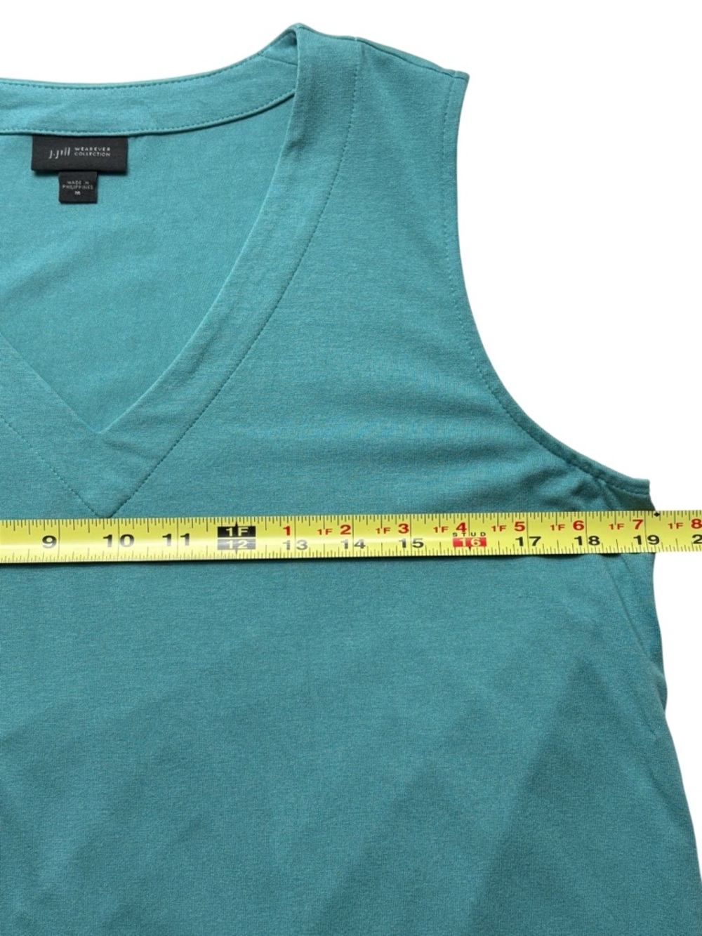 J. Jill Wearever Collection Turquoise Floral Border V-Neck Dress M Stretch - Picture 5 of 9